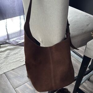 ZARA Elegant Brown Leather Suede Shoulder Bag